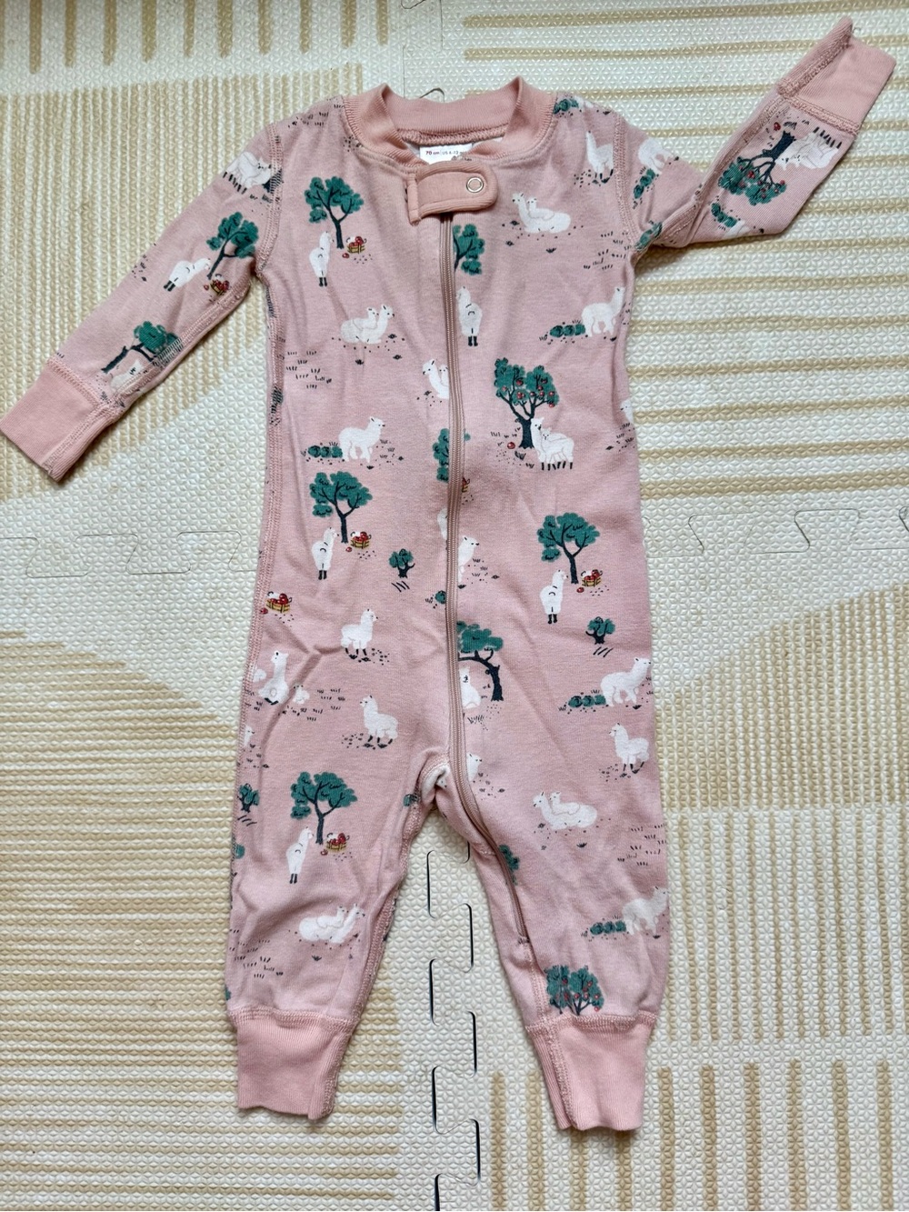 Hanna Andersson Pink Llama Print Zip One-Piece